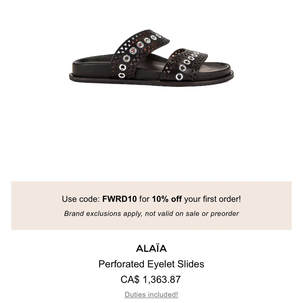 Alaia slides- like new w box & dust bag